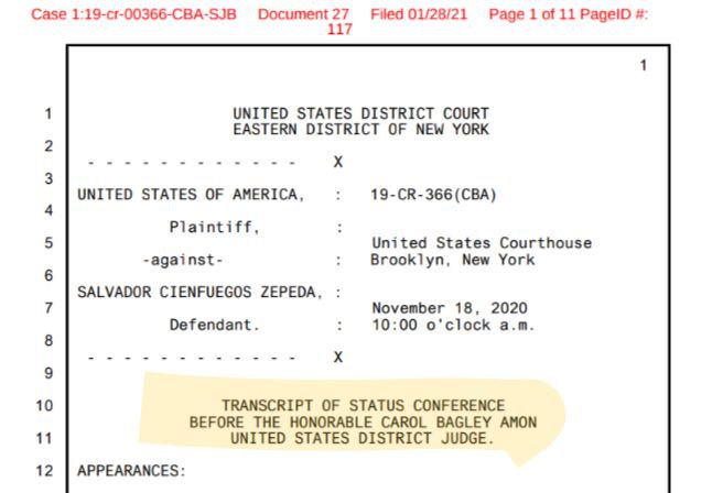 Documentos desnudan Caso Cienfuegos: se detuvo por diplomacia y puede ser reabierto